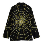 Yellow Cobweb Print Women's Blazer