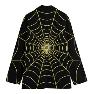 Yellow Cobweb Print Women's Blazer