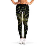 Yellow Cobweb Print Women's Leggings