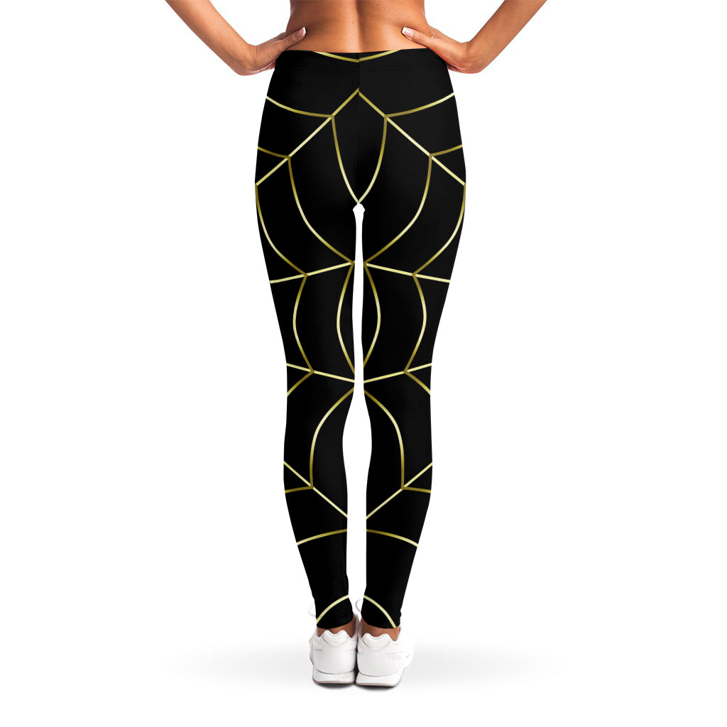 Yellow Cobweb Print Women's Leggings