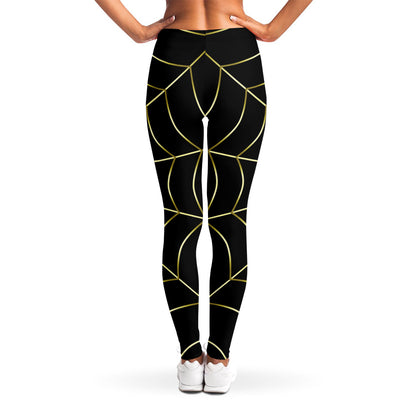 Yellow Cobweb Print Women's Leggings