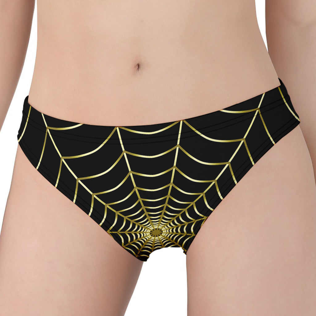 Yellow Cobweb Print Women's Panties