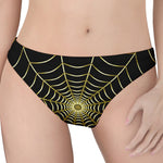 Yellow Cobweb Print Women's Thong