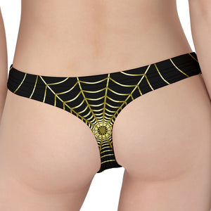 Yellow Cobweb Print Women's Thong