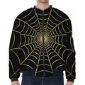 Yellow Cobweb Print Zip Sleeve Bomber Jacket
