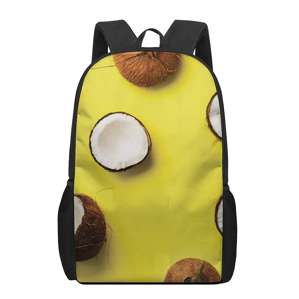 Yellow Coconut Pattern Print 17 Inch Backpack