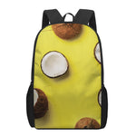 Yellow Coconut Pattern Print 17 Inch Backpack
