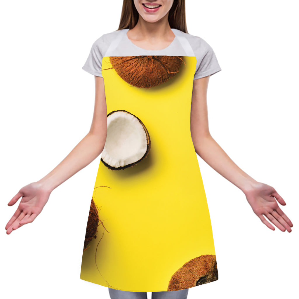 Yellow Coconut Pattern Print Adjustable Apron