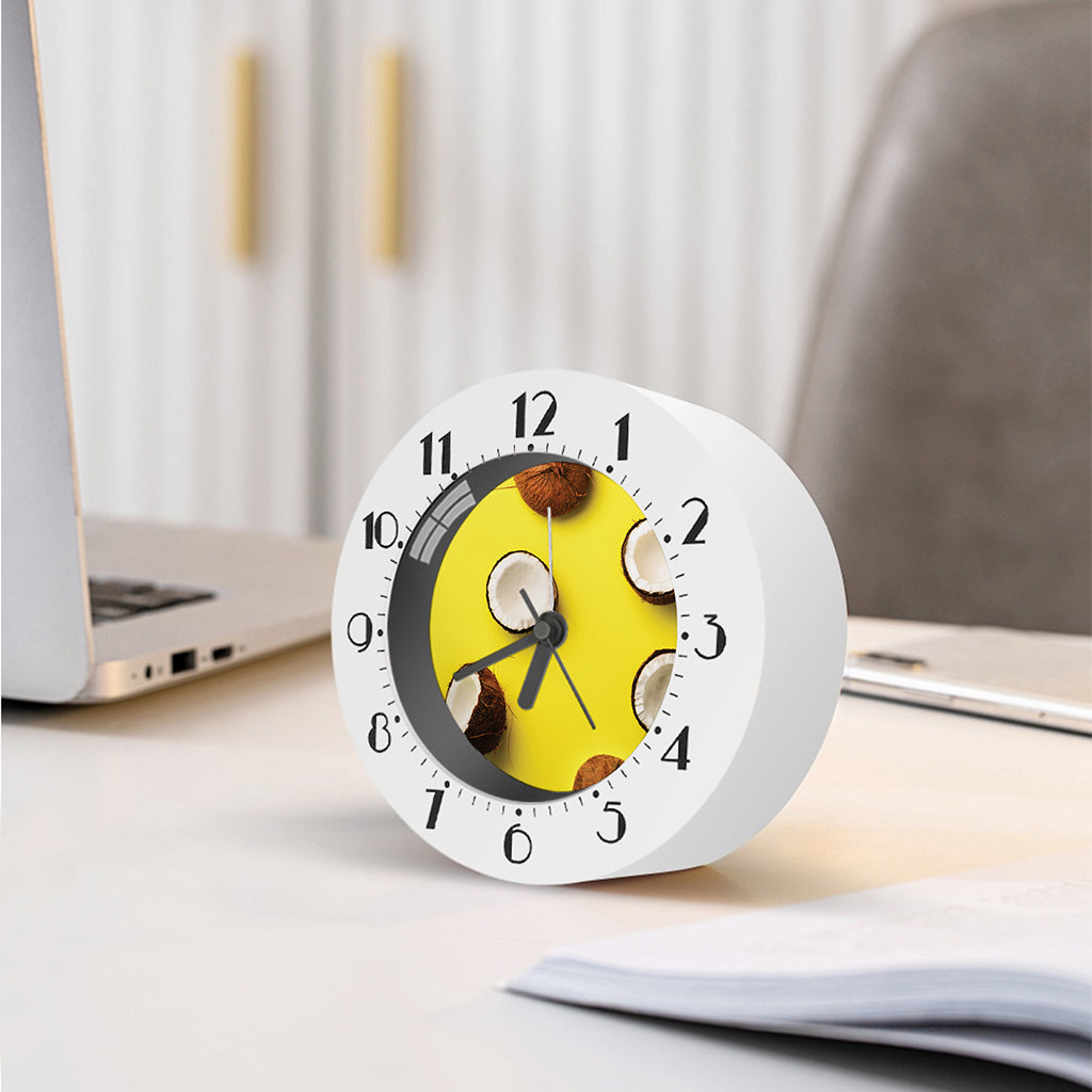 Yellow Coconut Pattern Print Alarm Clock