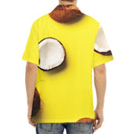 Yellow Coconut Pattern Print Aloha Shirt
