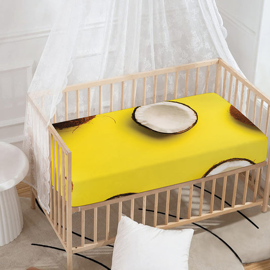 Yellow Coconut Pattern Print Baby Crib Sheet