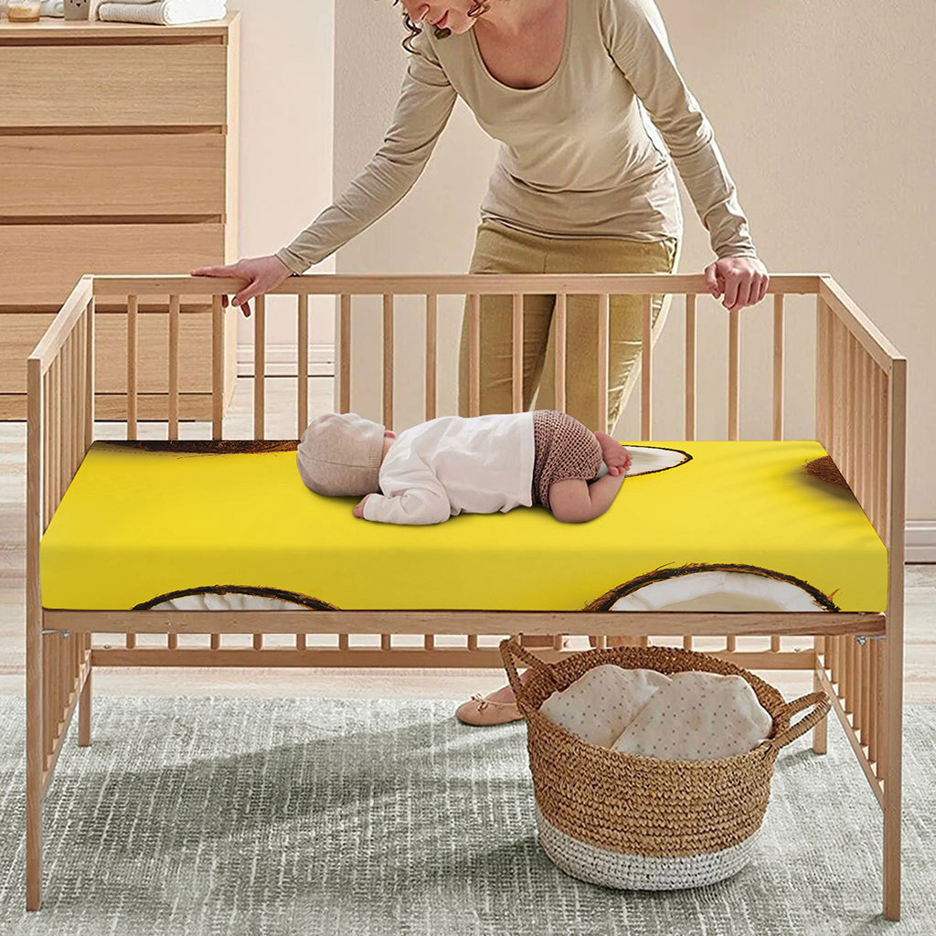 Yellow Coconut Pattern Print Baby Crib Sheet