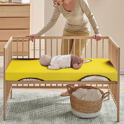 Yellow Coconut Pattern Print Baby Crib Sheet