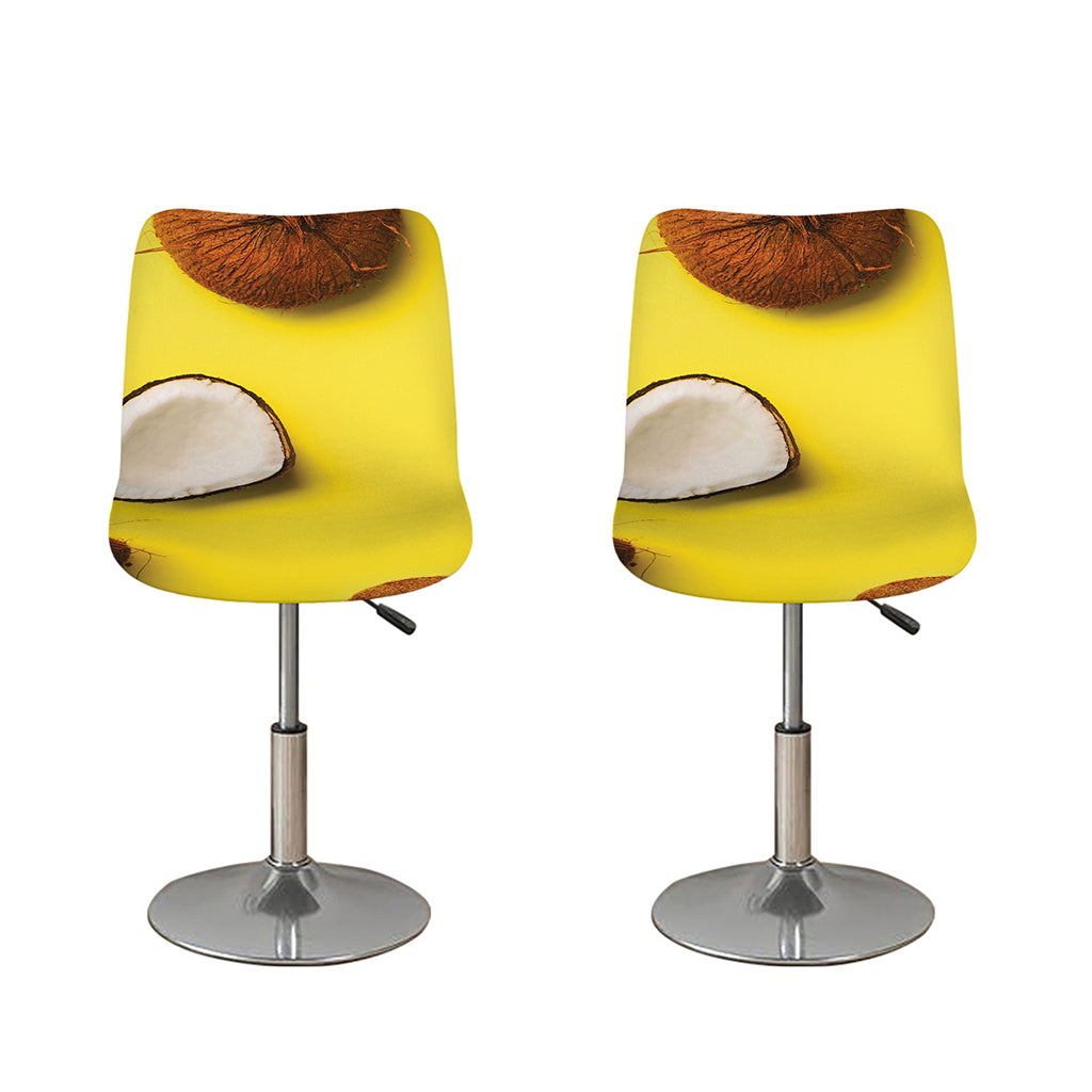Yellow Coconut Pattern Print Bar Stool Covers