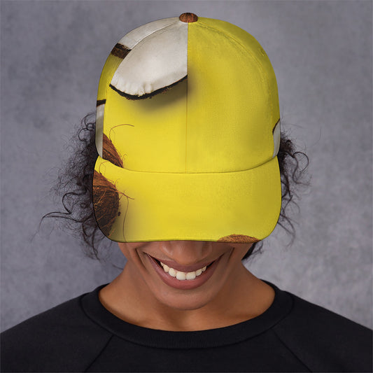 Yellow Coconut Pattern Print Baseball Cap