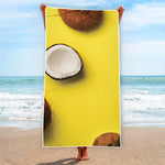 Yellow Coconut Pattern Print Beach Towel