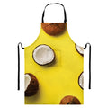 Yellow Coconut Pattern Print Bib Apron With Pocket