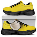 Yellow Coconut Pattern Print Black Chunky Shoes