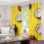 Yellow Coconut Pattern Print Blackout Grommet Curtains