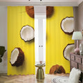 Yellow Coconut Pattern Print Dimout Pencil Pleat Curtains