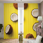 Yellow Coconut Pattern Print Blackout Pencil Pleat Curtains