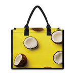 Yellow Coconut Pattern Print Canvas Tote Bag