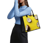 Yellow Coconut Pattern Print Canvas Tote Bag