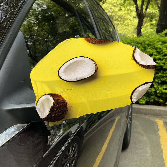 Yellow Coconut Pattern Print Car Side Mirror Covers