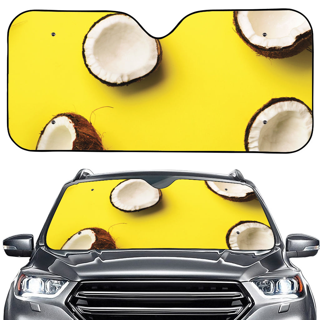 Yellow Coconut Pattern Print Car Windshield Sun Shade