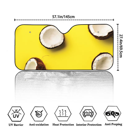 Yellow Coconut Pattern Print Car Windshield Sun Shade