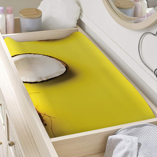 Yellow Coconut Pattern Print Changing Pad Cover