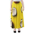 Yellow Coconut Pattern Print Chiffon Maxi Skirt