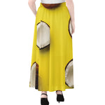 Yellow Coconut Pattern Print Chiffon Maxi Skirt