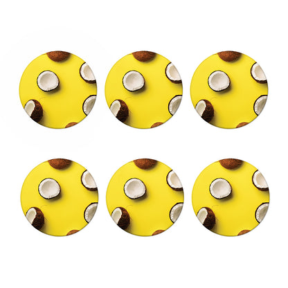 Yellow Coconut Pattern Print Coaster Set