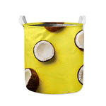 Yellow Coconut Pattern Print Collapsible Laundry Basket