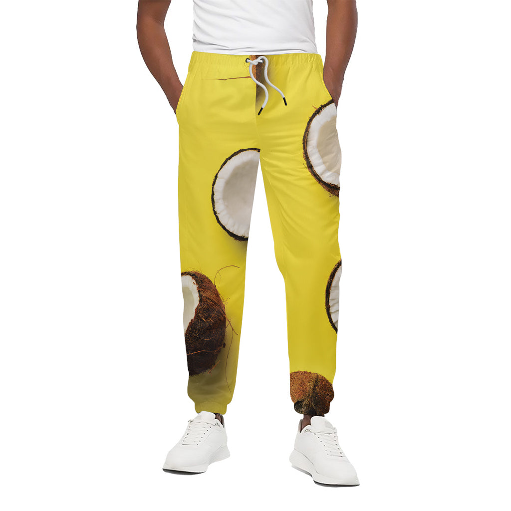 Yellow Coconut Pattern Print Cotton Pants