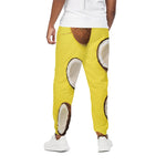Yellow Coconut Pattern Print Cotton Pants