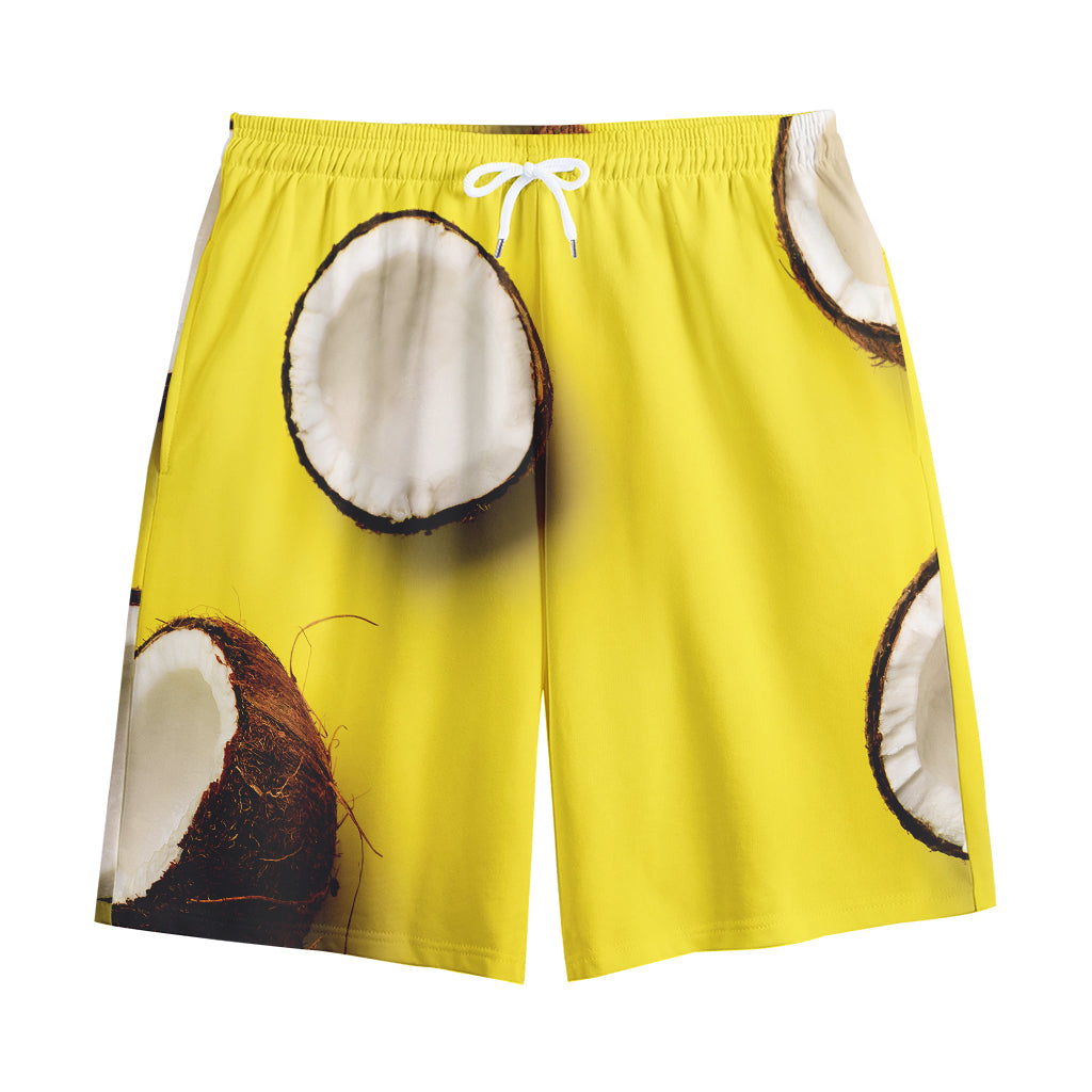 Yellow Coconut Pattern Print Cotton Shorts