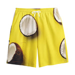Yellow Coconut Pattern Print Cotton Shorts