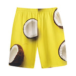 Yellow Coconut Pattern Print Cotton Shorts