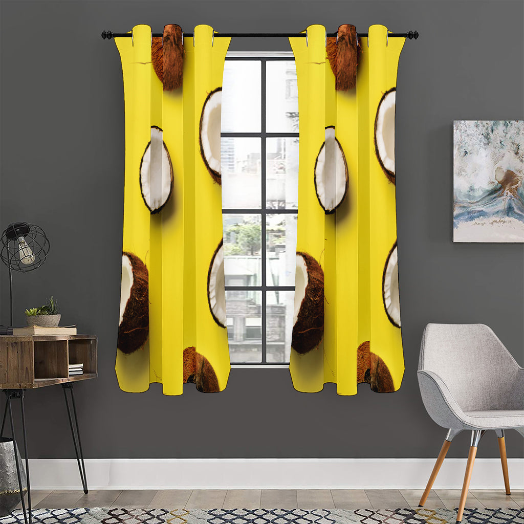 Yellow Coconut Pattern Print Curtain