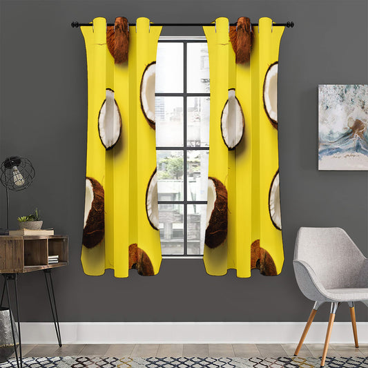Yellow Coconut Pattern Print Curtain