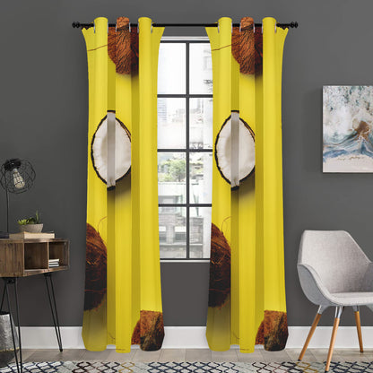 Yellow Coconut Pattern Print Curtain
