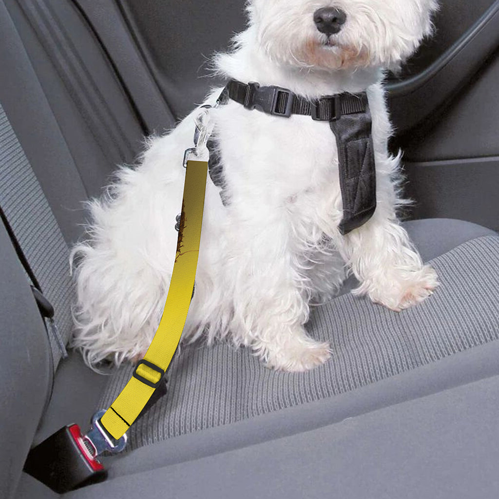 Yellow Coconut Pattern Print Dog Seat Belt