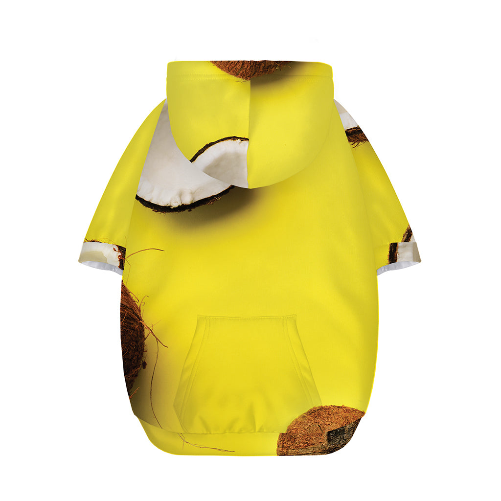 Yellow Coconut Pattern Print Dog Zip Up Hoodie