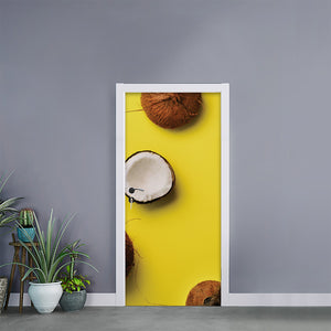 Yellow Coconut Pattern Print Door Sticker