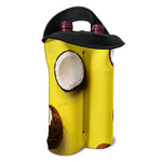 Yellow Coconut Pattern Print Double Neoprene Wine Tote