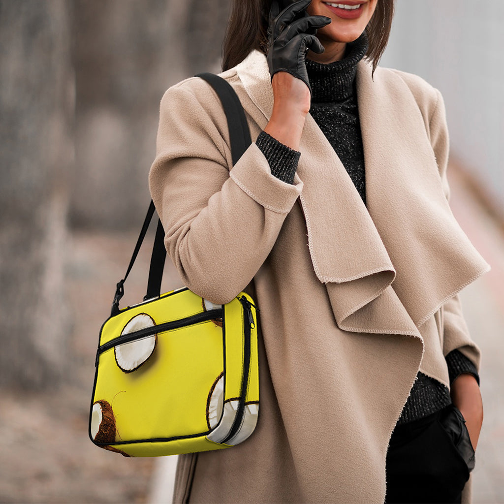 Yellow Coconut Pattern Print Double Strap Bible Bag