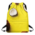 Yellow Coconut Pattern Print Drawstring Backpack