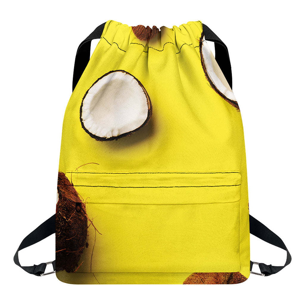 Yellow Coconut Pattern Print Drawstring Backpack